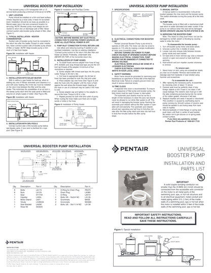 Pentair LA01N Boosterpump .75hp 115/230v